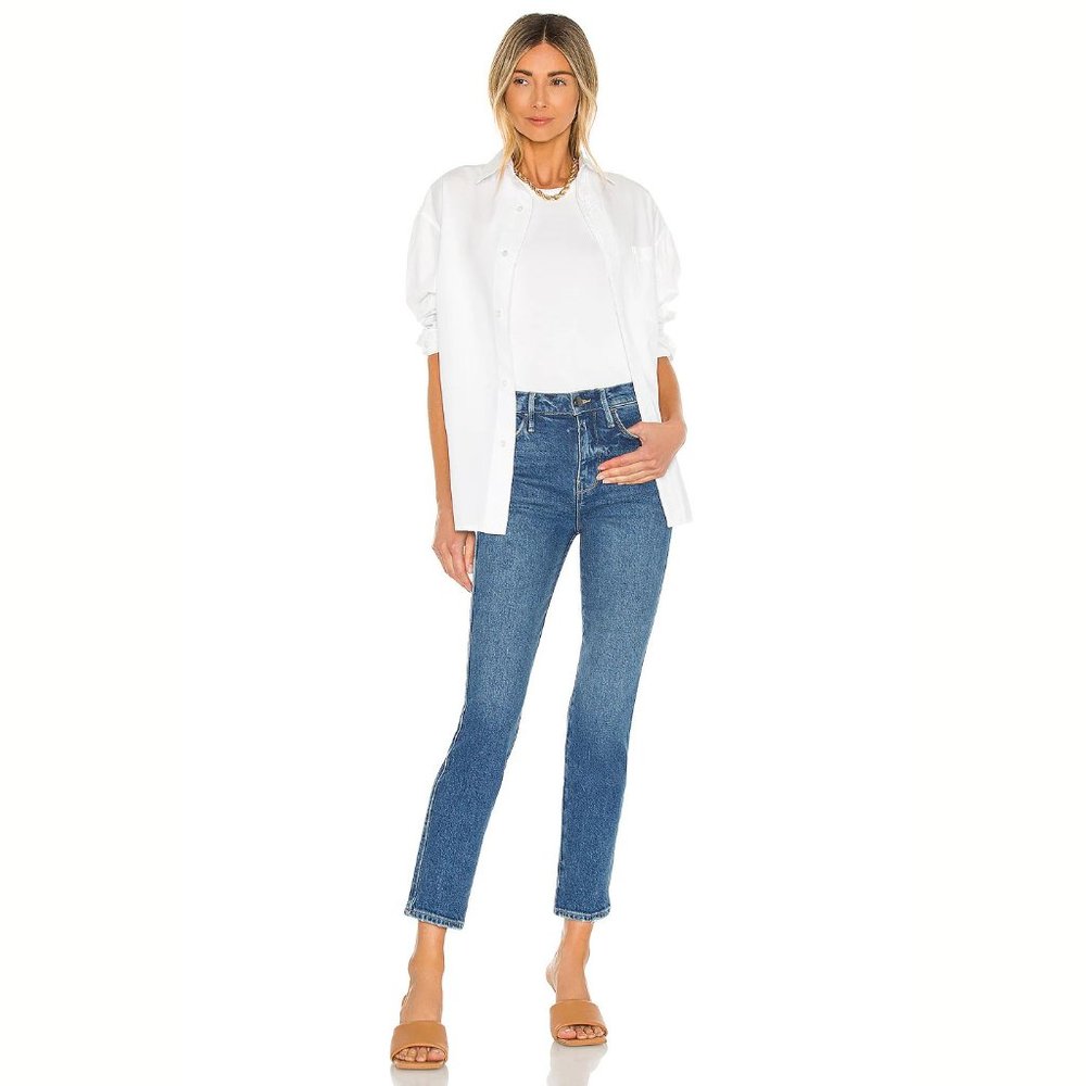 Frame Denim Women's Straight Leg Jeans in Medium Blue